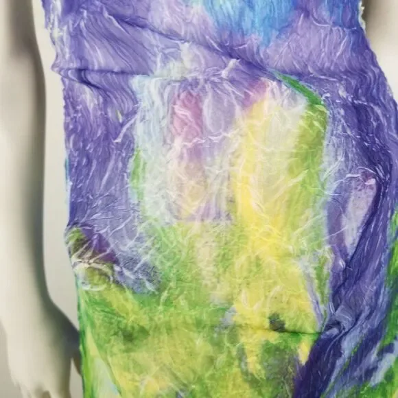 Komarov Purple Blue Green Sheer Dress Sz XL Item #9517 - Picture 14 of 14